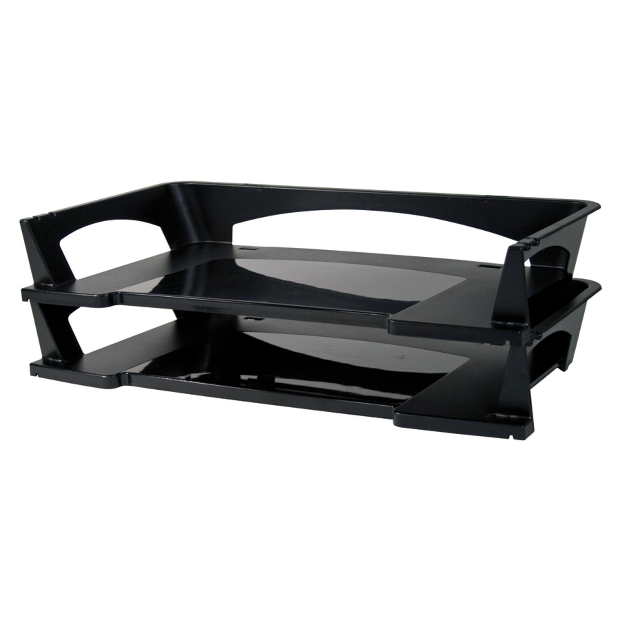 Work Tray 3 Stack Office Depot Stacking Desk Trays, 2 3/4in.H x 18in.W x 8in.D, Black ...