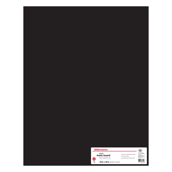 Office Depot Sturdy Board(R) Foam Boards, 20in. x 30in., Black/Black, Pack Of 2, 26964