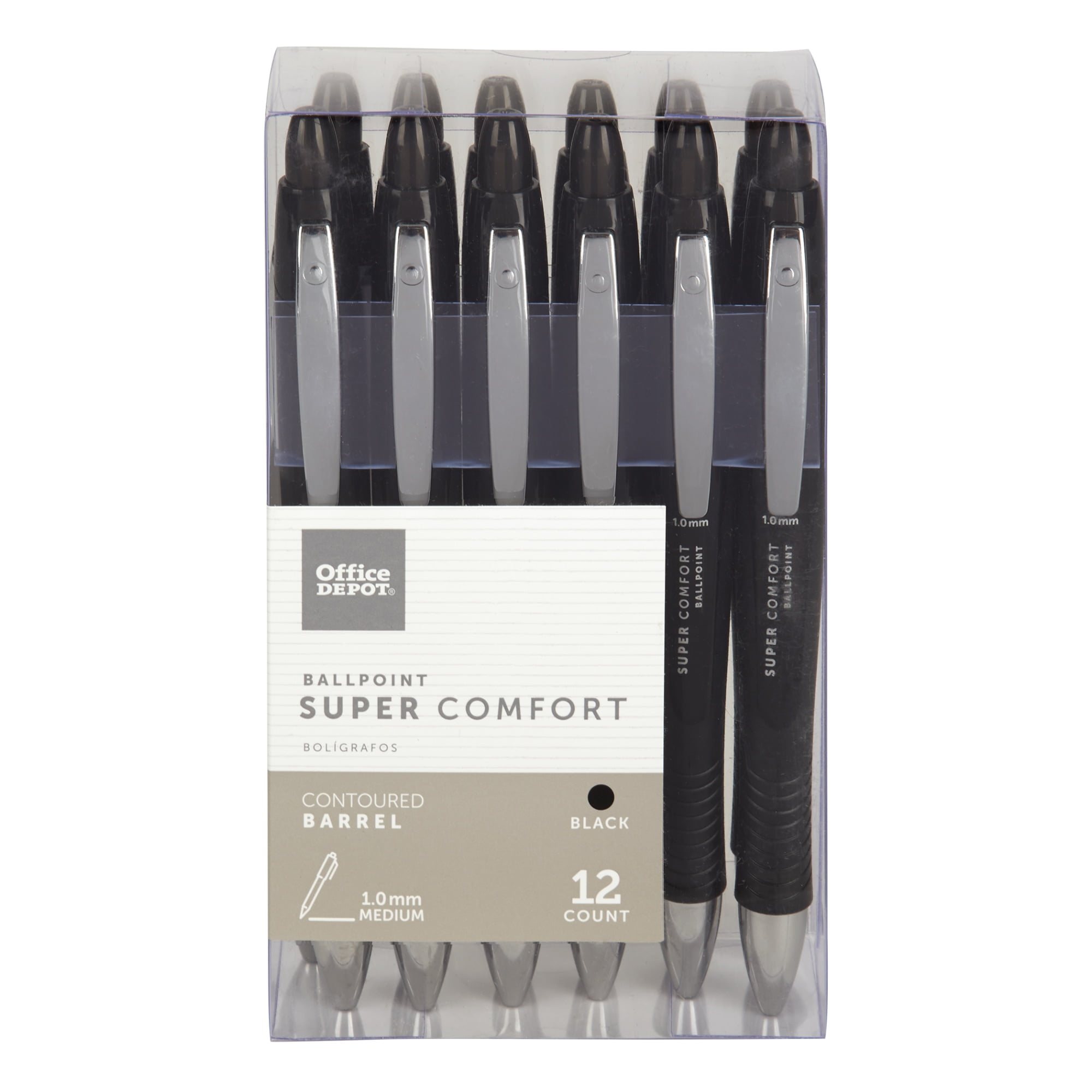 Office Depot Super Comfort Grip Retractable Ballpoint Pens 1.0 mm