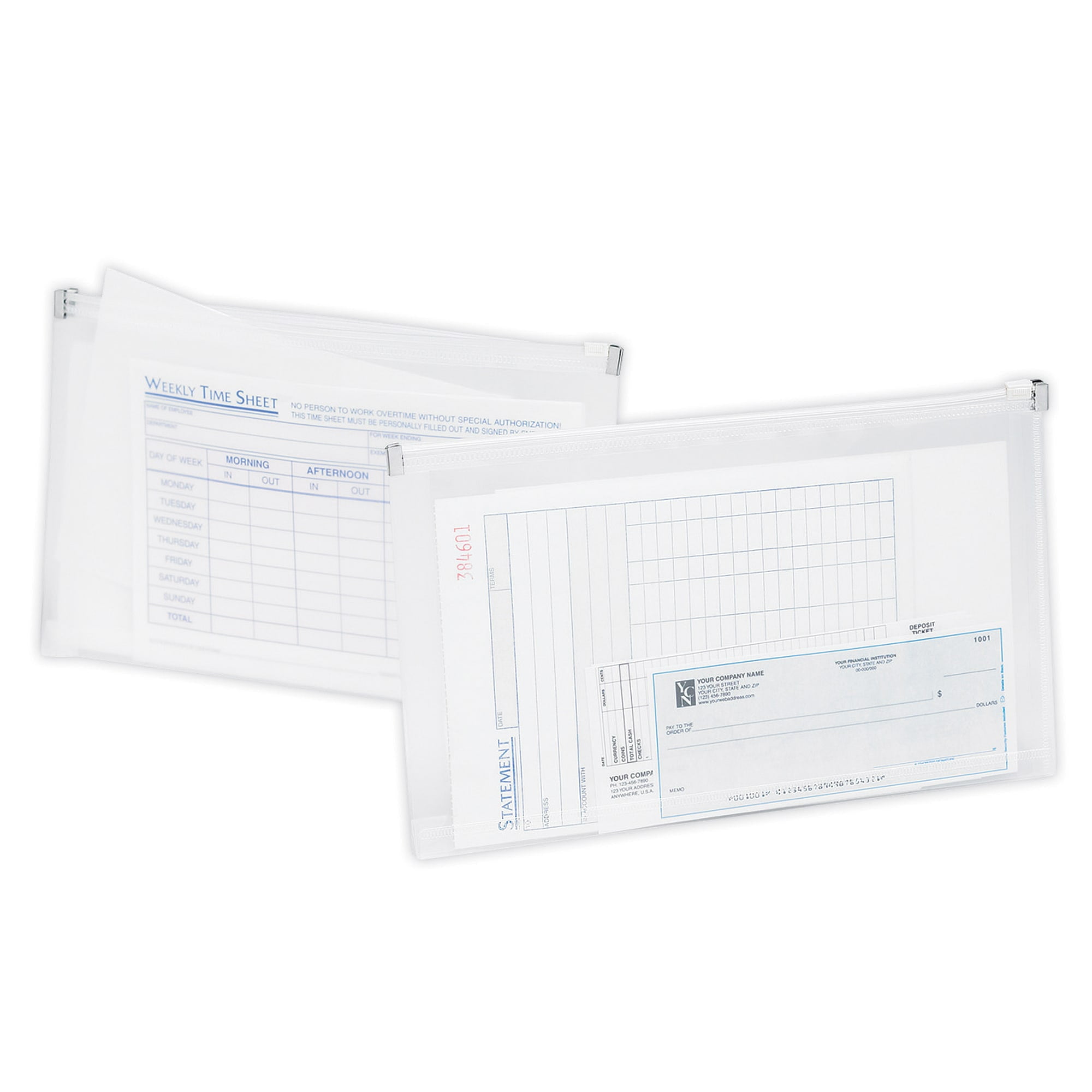 Office Depot Transparent Zipper Envelopes, Check Size, Clear, Pack Of 3 ...