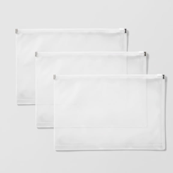 Office Depot Transparent Zipper Envelopes, Check Size, Clear, Pack Of 3, 667812