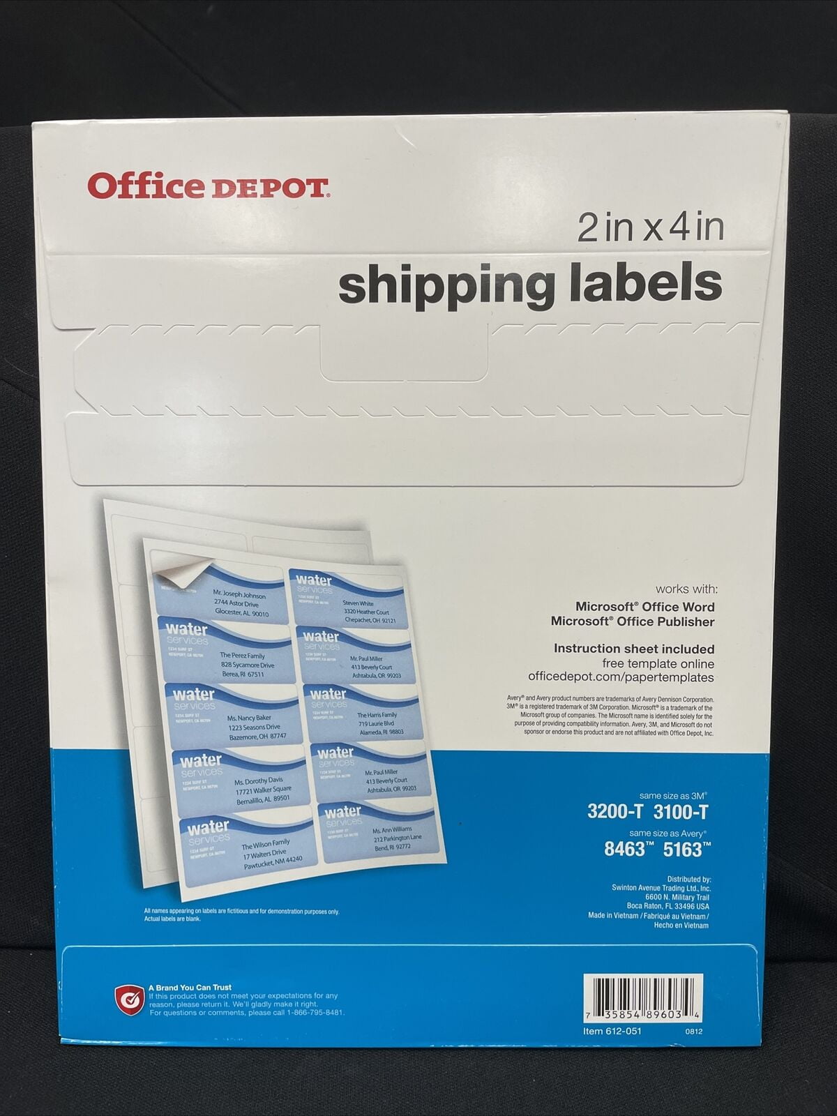 Office Depot White Inkjet/Laser Shipping Labels, 2in. x 4in., Box Of 1,000, 505-O004-0008