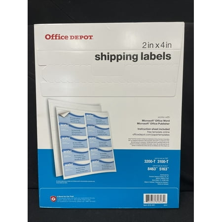 Dual Inkjet/Laser Shipping Labels, Rectangle, 2" x 4", White, Pack of 1,000