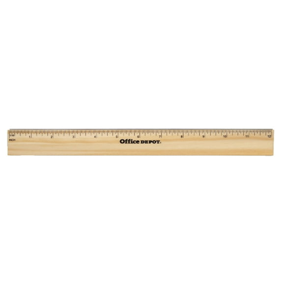 Office Depot Wood Metal-Edge Ruler, 12in., 55224