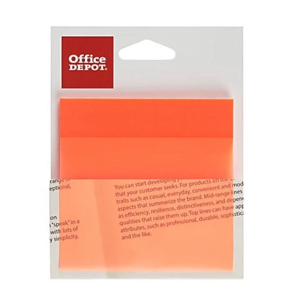 Office DepotSelf-Stick CLEAR Notes TRANSLUCENT ORANGE -50 notes per pack 3" x 3"