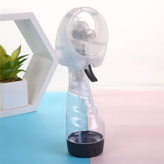Office Desk Air Misting Portable Humidifier Cooling Hand Held Spray Fan Water Spray Fan Battery Power WHITE