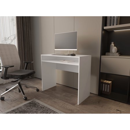 Office Desk Caraway In White: Spacious Workspace And Convenient Shelf Design White For Efficient Use: Elegant