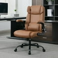thumbnail image 1 of Office Desk Chair,Ergonomic Conference Room Chairs,Mid Back Executive Leather Chair,Comfy Computer Desk Chairs with Adjustable Flip-Up Arms and Rocking Function (Brown), 1 of 7