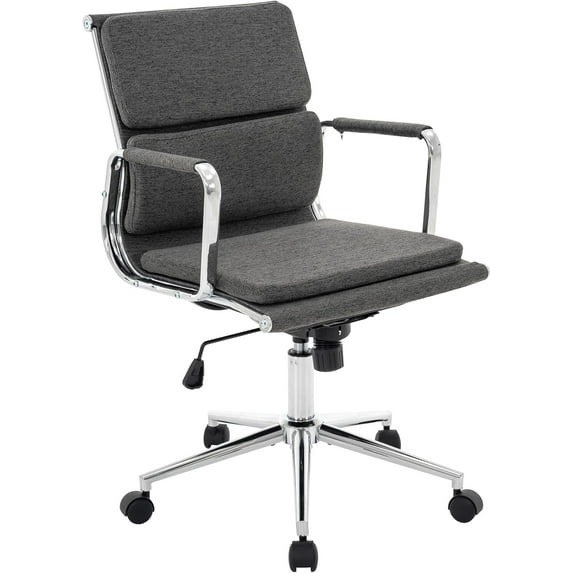 Office Desk Chair, Ergonomic Office Chair, Mid Back Desk Chair with Adjustable Height, Swivel Chair with Arms and Lumbar Support, Computer Chair for Home Study Working (Black)