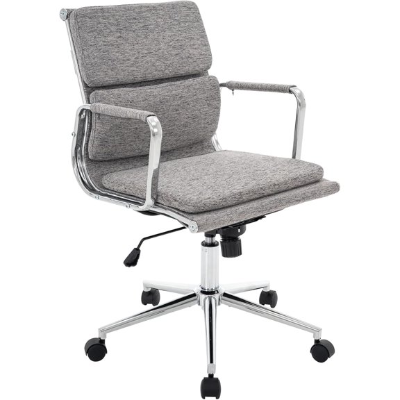 Office Desk Chair, Ergonomic Office Chair, Mid Back Desk Chair with Adjustable Height, Swivel Chair with Arms and Lumbar Support, Computer Chair for Home Study Working (Dark Grey)