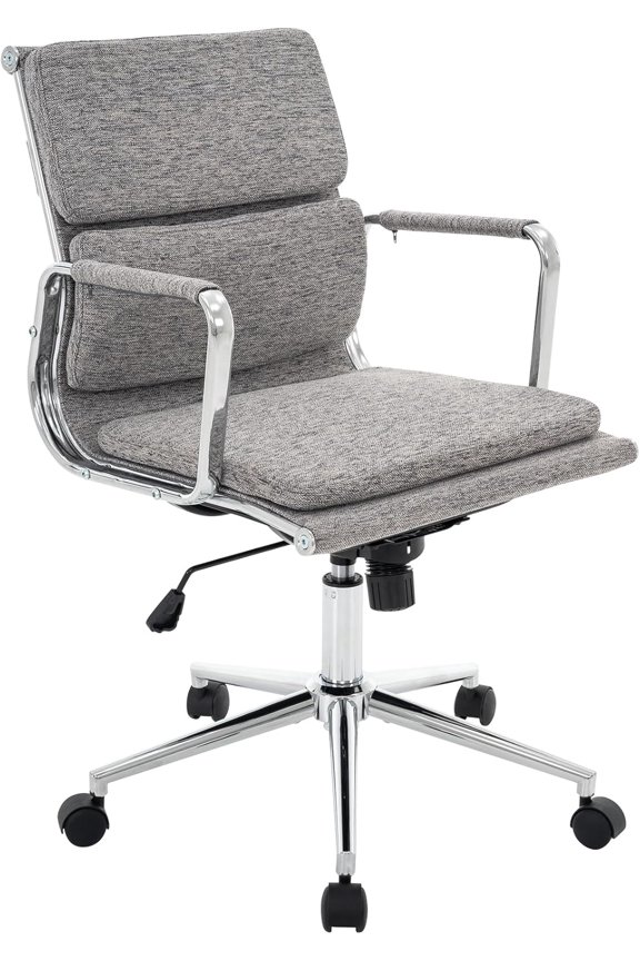 Office Desk Chair, Ergonomic Office Chair, Mid Back Desk Chair with Adjustable Height, Swivel Chair with Arms and Lumbar Support, Computer Chair for Home Study Working (Dark Grey)