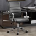 thumbnail image 1 of Office Desk Chair Leather, Conference Room Chairs with Wheels, Modern Executive Office Chairs Adjustable Height, Ergonomic Swivel Rolling Ribbed Computer Chair(Black), 1 of 7