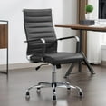 thumbnail image 1 of Office Desk Chair Leather, Conference Room Chairs with Wheels, Executive Modern High Back Ergonomic Swivel Rolling Ribbed Computer Chair, 1 of 13