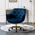 thumbnail image 1 of Swivel Office Chair, Task Chair With Tufted Back and Golden Base, Modern Upholstered Accent Chair Computer Desk Chair for Living Room Bedroom Office, Navy, 1 of 9