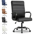 thumbnail image 1 of Office Desk Chair,Modern Leather Conference Room Chairs,High Back Ergonomic Home ofiice Chair,Adjustable Height Swivel Executive Computer Chair with Padded Seat and Armrest (Pure Black), 1 of 16