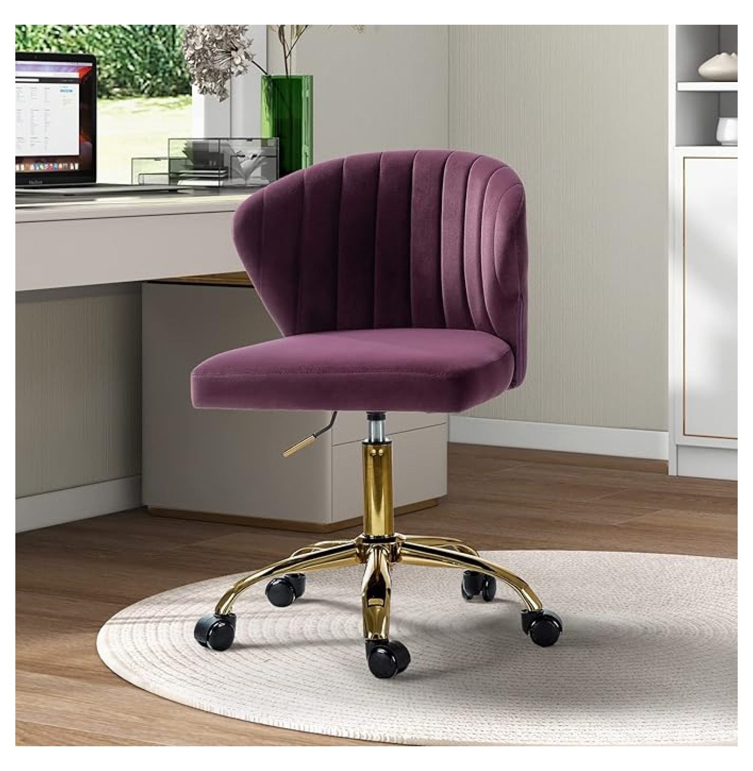 Office Desk Chair with Wheels - Modern Armless Swivel Task Chair ...