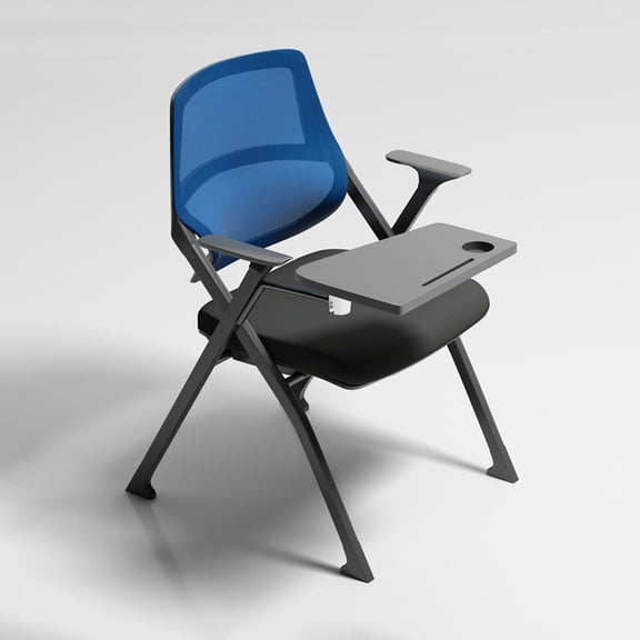 Office Desk Chair No Wheels,Tablet Arm Chair with Writting Board,Mesh Guest Nesting Stacking Chair for Office School Classroom Training Conference Ergonomic Folding Chair