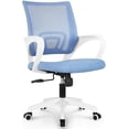 thumbnail image 1 of Office Desk Computer Chair Ergonomic Mesh Gaming Mid Back Seat with Comfy Lumbar Support Adjustable Height Swivel for Home Task (Blue), 1 of 8