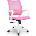 thumbnail image 1 of Office Desk Computer Chair Ergonomic Mesh Gaming Mid Back Seat with Comfy Lumbar Support Adjustable Height Swivel for Home Task (Pink), 1 of 7