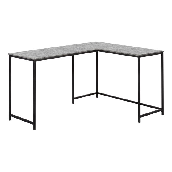 Office Desk Computer Desk, Home Office, Corner, 58"l, L Shape, Work, Laptop, Grey Laminate, Black Metal, Contemporary, Modern,Work Surface