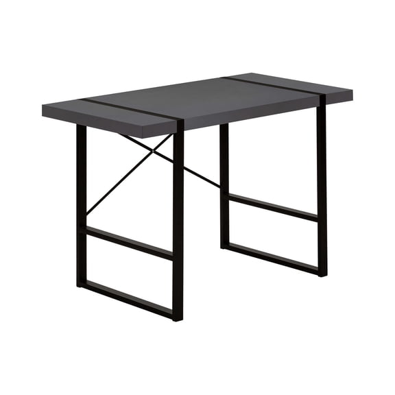 Office Desk Computer Desk, Home Office, Laptop, 48"l, Work, Grey Laminate, Black Metal, Contemporary, Modern,Work Surface