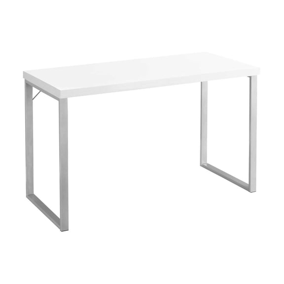 Office Desk Computer Desk, Home Office, Laptop, 48"l, Work, White Laminate, Grey Metal, Contemporary, Modern,Work Surface