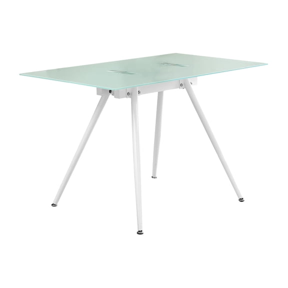 Office Desk Computer Desk, Home Office, Laptop, 48"l, Work, White Metal, Tempered Glass, Contemporary, Modern,Work Surface