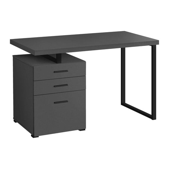 Office Desk Computer Desk, Home Office, Laptop, Left, Right Set-up, Storage Drawers, 48"l, Work, Grey Laminate, Black Metal, Contemporary, Modern,Work Surface