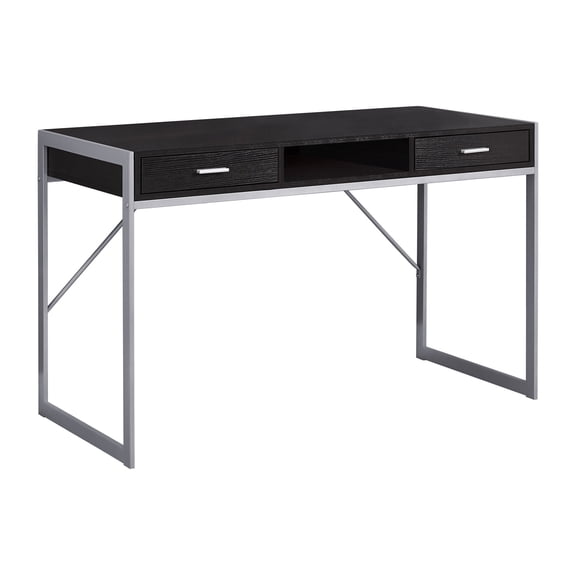 Office Desk Computer Desk, Home Office, Laptop, Storage Drawers, 48"l, Work, Brown Laminate, Grey Metal, Contemporary, Modern,Work Surface