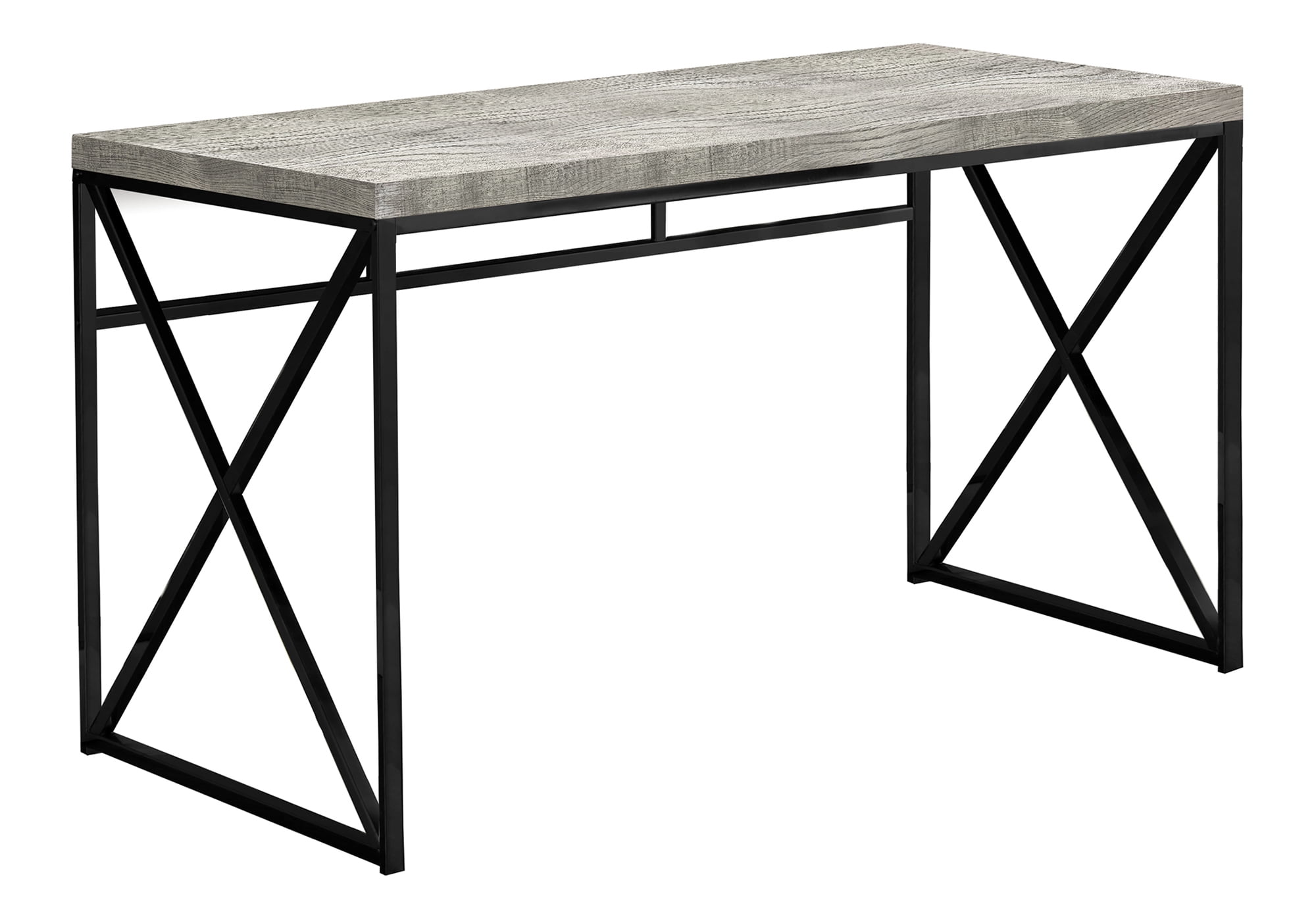 Office Desk Computer Desk, Home Office, Laptop, Work, Grey Laminate, Black Metal, Contemporary, Modern,Work Surface