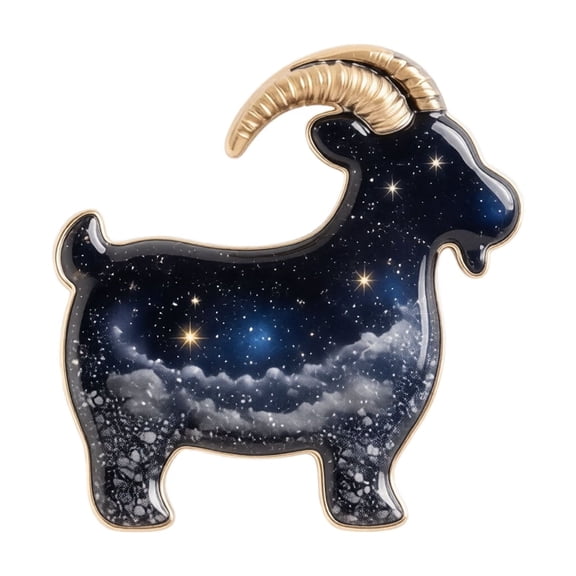 Office Desk Decor, Capricorn Birthday Zodiac Gift, Hard Enamel Lapel Pin, Starry Design Constellation Accessory, 3X2 Inch Acrylic Pocket Stand with Hugging Card, Featuring Golden