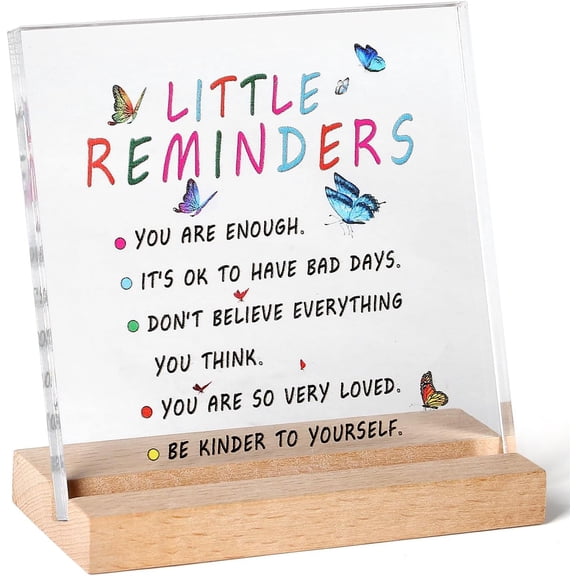 Office Desk Decor, Mental Health Encouragement Gifts, Positive Little Reminders, Clear Acrylic Plaque for Office Desk Decor
