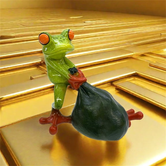 Office Desk Decor Resin Frog Collectible Figurine - Lucky Money Frog Feng Shui Sculpture Statue for Home Office Desktop Bookshelf Whimsical Decor, Funny Birthday Gifts for Women Men