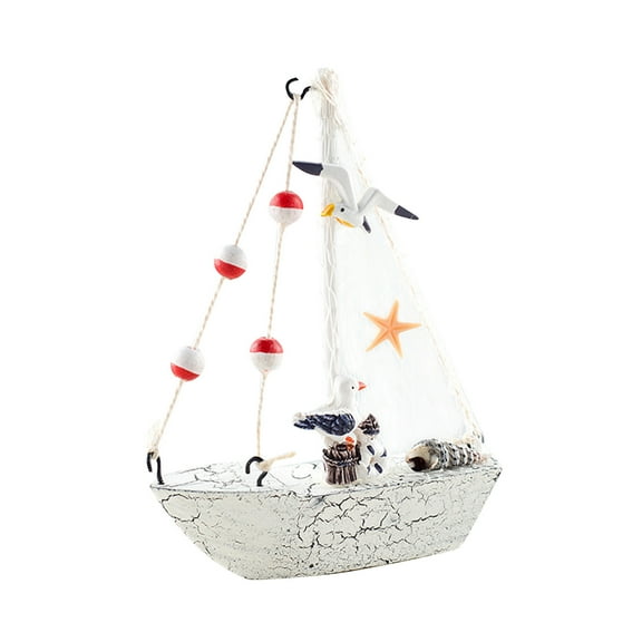 Office Desk Decor, Tyeign Cracked White Sailboat Decor - Vintage Wooden Ship, Kitchen Bathroom Accent, Nautical Wall Art Desk Decorations Shelf Decor Items Decoration Stand Birthday Decorations