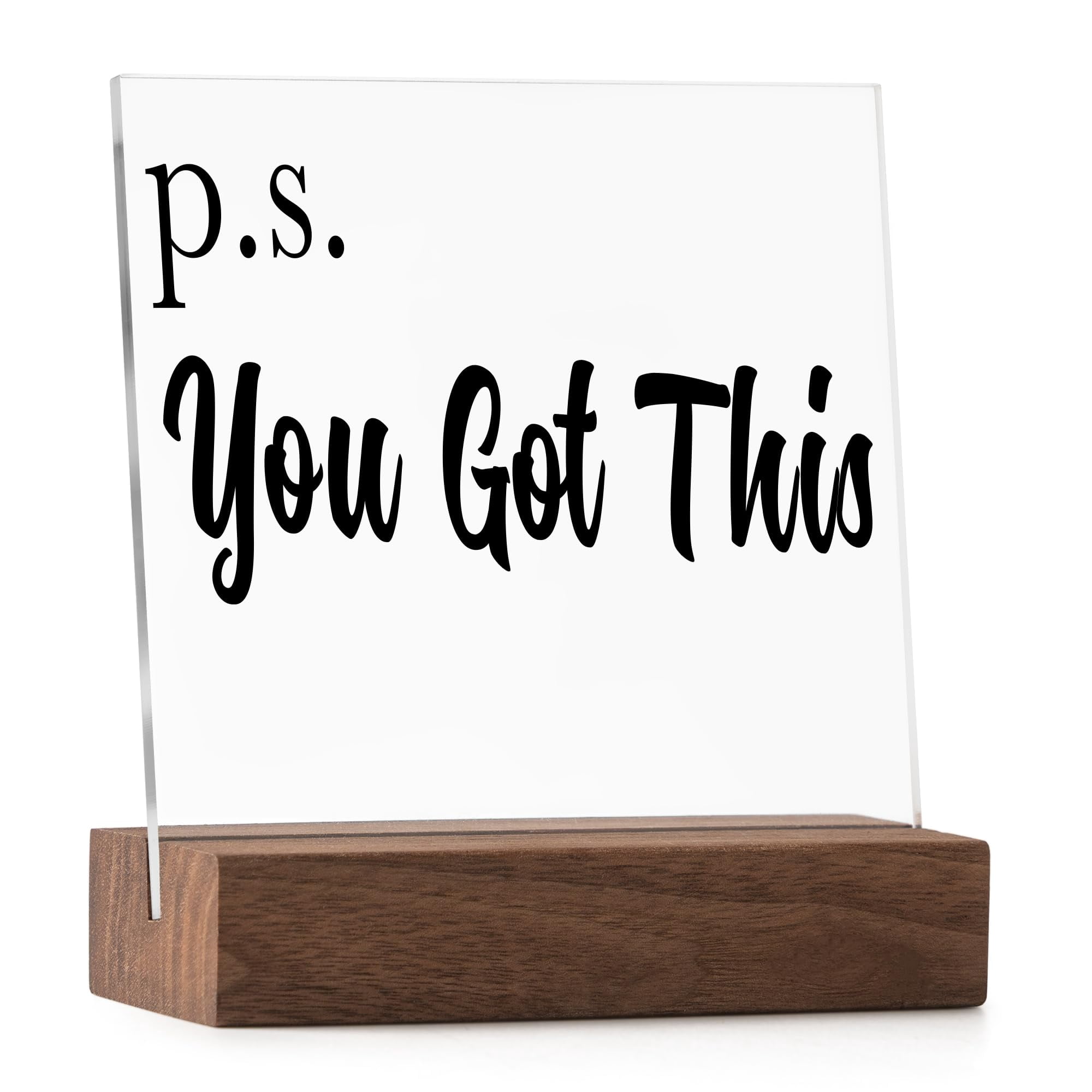 Acrylic Motivational Office Sign With Wood Base - Inspirational Desk Decor Gift