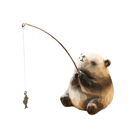 Office Desk Decoration Bear Fishing Figurine Resin Ornament for Desk Decoration Stress Relief Office Decor Charming Sculpture for Work Area Aquarium