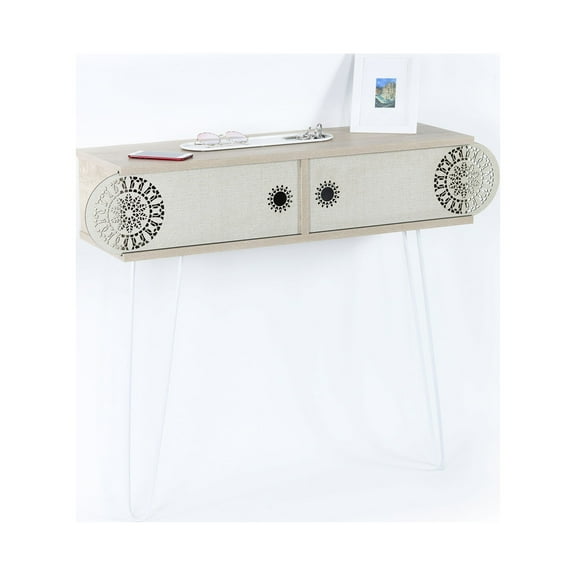 Office Desk, Lora Metal Legs 2 Tier Console Table, Work Surface, Office Workstation,