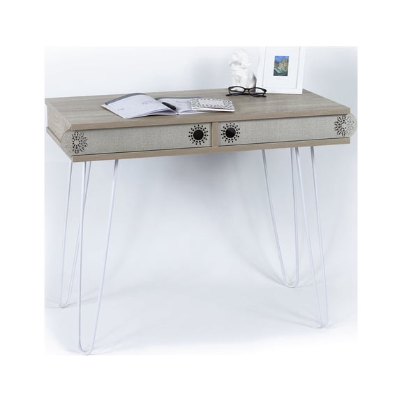 Office Desk, Lora Metal Legs 2 Tier Modern Desk, Work Surface, Office Workstation,