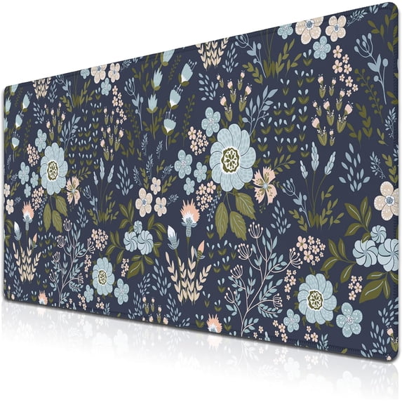 Office Desk Pads Floral Pattern Jumbo Mouse Pad Gaming Mousepad Large Mouse Pads The Desk Mat Non-Slip Rubber Base Waterproof with Stitched Edges 35.4 X 15.7 for Game Office,