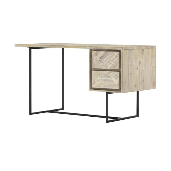 Office Desk, Peridot 2 Drawer Desk in Natural Acacia Wood, Brown Work Surface,Wood+Metal Office Workstation, Furniture, Office, Desks & Work Surfaces Peridot 2 Drawer Desk in Natural Acacia Wood