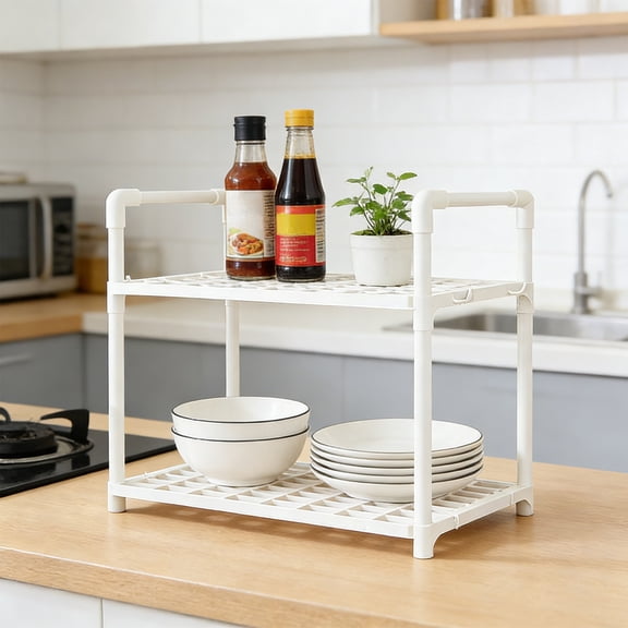 Office Desk Shelf Organizer, Plastic Desktop Bookshelf Supplies Storage Rack, Shelf for Top of Desk and Dresser