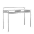 thumbnail image 1 of Work Surface Office Desk with 2 Compartments and Tubular Metal Frame, White and Chrome,Office Workstation, 1 of 6