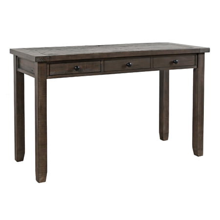 Office Desk with 3 Drawers and USB Ports, Dark Brown- Saltoro Sherpi
