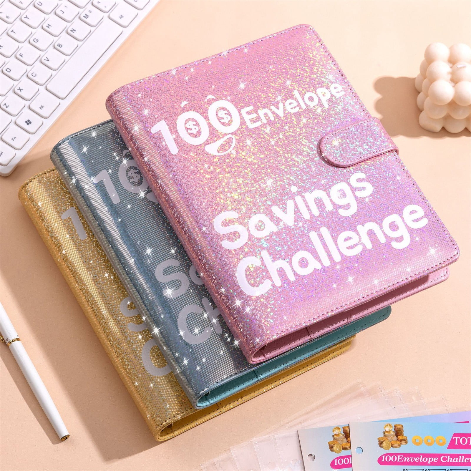 Office Desk with Drawers 100 Envelope Saving Challenge Envelopes For