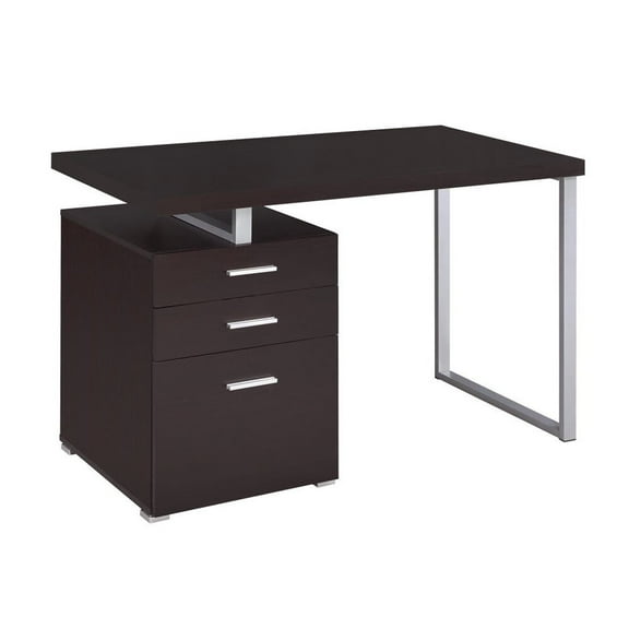 Office Desks, 3-Drawer Office Desk in Cappuccino Finish, Cappuccino Home Office Desks,Particle Board+Mdf Wooden Office Desks, Furniture Office Desks & Work Surfaces 3-Drawer Office Desk in Cappuccino