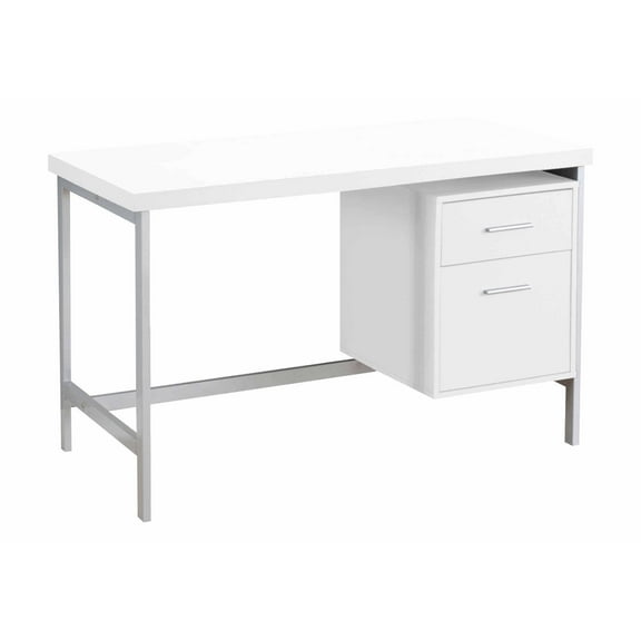 Office Desks Computer Desk, Home Office, Laptop, Left, Right Set-up, Storage Drawers, 48"l, Work, White Laminate, Grey Metal, Contemporary, Modern,Home Office Desks
