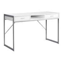 Office Desks Computer Desk, Home Office, Laptop, Storage Drawers, 48"l, Work, White Laminate, Grey Metal, Contemporary, Modern,Home Office Desks