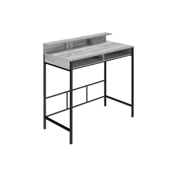 Office Desks Computer Desk, Home Office, Standing, Storage Shelves, 48"l, Work, Laptop, Grey Laminate, Black Metal, Contemporary, Modern,Home Office Desks