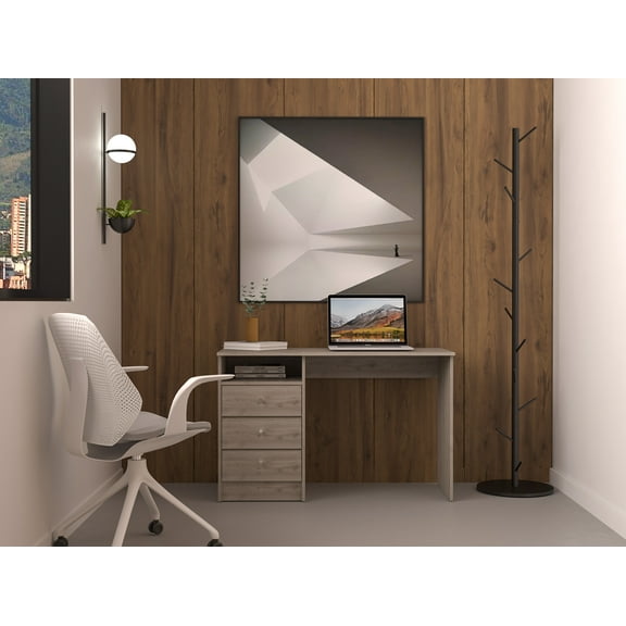 Office Desks Computer Desk With 1-Open Storage Shelf, 3 Drawers, Light Gray,Home Office Desks