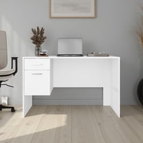Office Desks, Desk, 2 Drawers, White, White Home Office Desks,Engineered Wood Wooden Office Desks, Furniture Office Desks & Work Surfaces Desk, 2 Drawers, White